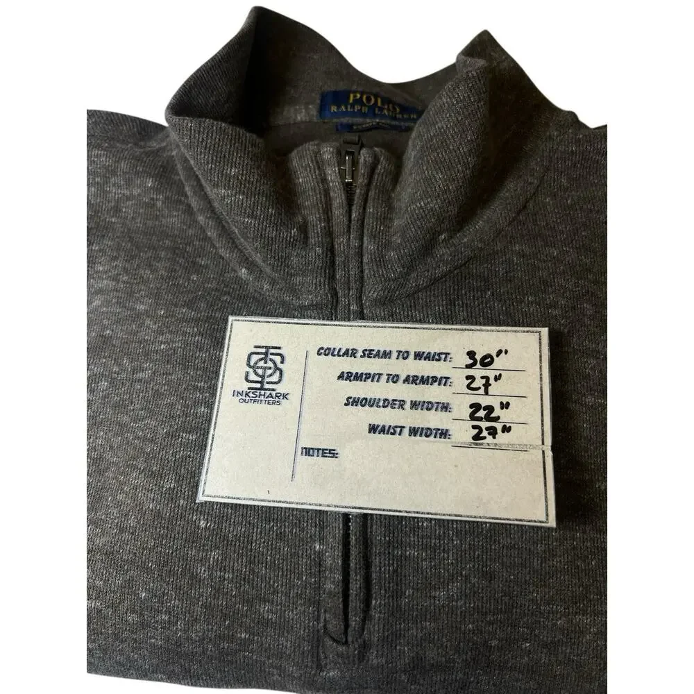 Polo Ralph‎ Lauren Sweater XL TG Brown Heather 1/4 Zip Estate Rib Pullover